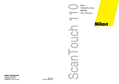 Nikon AX-110 Flatbed Scanner user manual - cover page