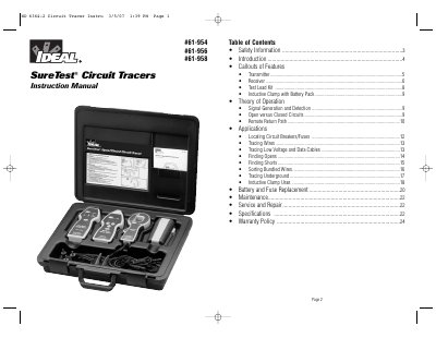 Ideal 61-954/61-956/61-958 SureTest Circuit Tracers Instruction Manual - cover page