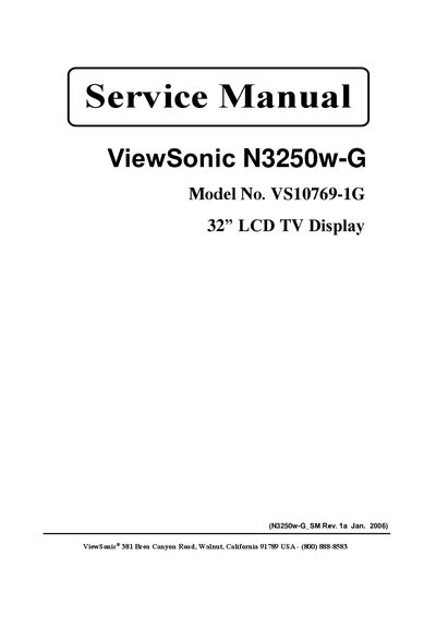 ViewSonic N3250w-G VS10769-1G 32 LCD TV Display Service Manual - cover page