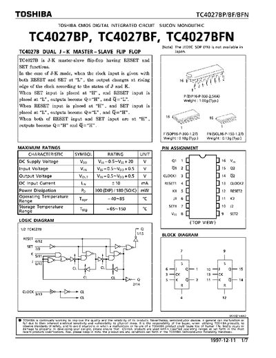 TOSHIBA TC4027BP TC4027BF TC4027BFN handbook(1) - cover page