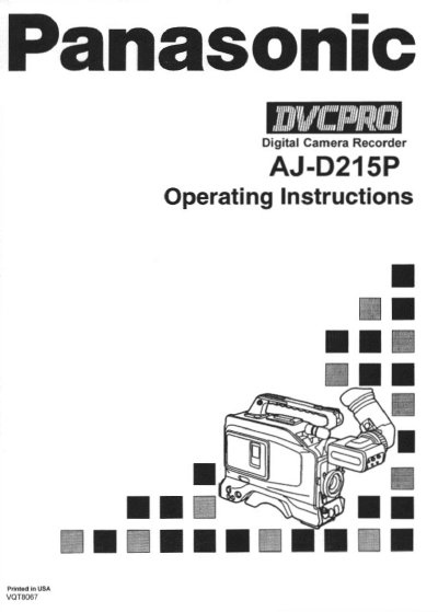 Panasonic AJ-D215P Digital Camera Recorder Operating Instructions - cover page