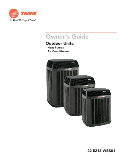 Trane 22-5213-WEB01 Outdoor Unit Heat Pump Air Conditioner Owner's Guide - cover page