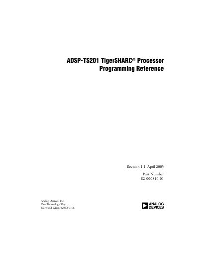 Analog Devices ADSP-TS201 Programming Reference - cover page