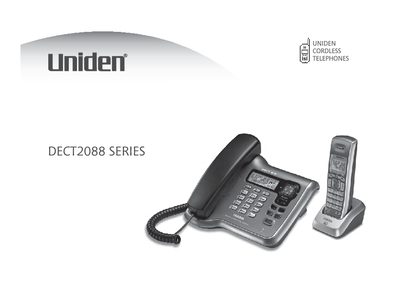 Uniden DECT2088 Series Cordless Telephone User Manual - cover page