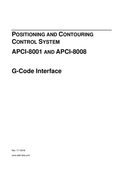Addi-Data APCI-8001 and APCI-8008 G-Code Interface Manual - cover page