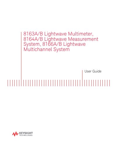 Keysight 8163A/B, 8164A/B, 8166A/B User Guide - cover page