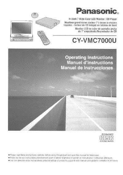 Panasonic CY-VMC7000U In-Dash Monitor Operating Instructions - cover page