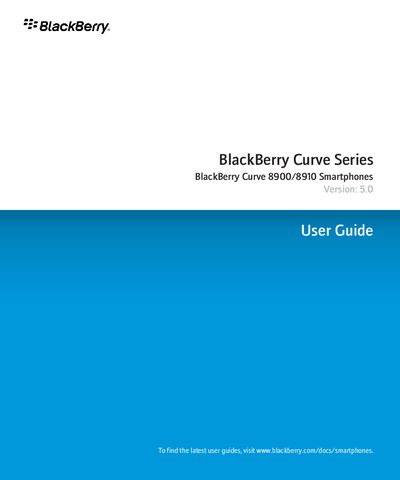 BlackBerry Curve 8900/8910 Smartphones User Guide - cover page