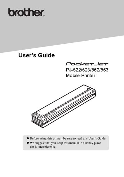 Brother PocketJet PJ-522 / PJ-523 / PJ-562 / PJ-563 User’s Guide - cover page