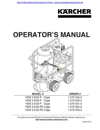 Kärcher HDS 2.8/25 P Cage Pressure Washer Operator's Manual - cover page