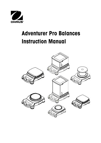 Ohaus Adventurer Pro Balances Instruction Manual - cover page