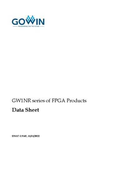 Gowin GW1NR Series FPGA Datasheet - cover page