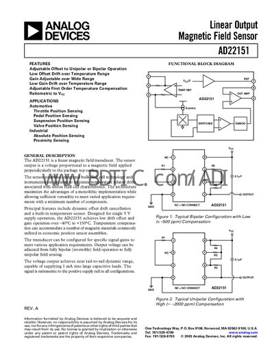 ANALOG DEVICES AD22151G handbook  - cover page