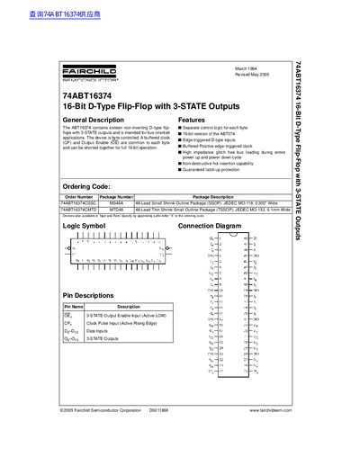 FAIRCHILD semiconductor 74ABT16374 16-Bit D-Type Flip-Flop with 3-STATE Outputs handbook - cover page