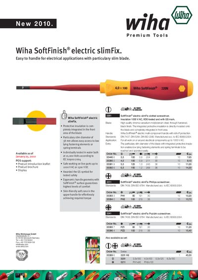 Wiha SoftFinish Electric slimFix Product Leaflet - cover page