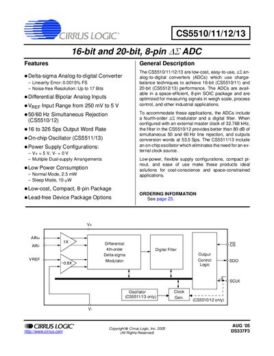 Cirrus Logic CS5510/11/12/13 Datasheet - cover page