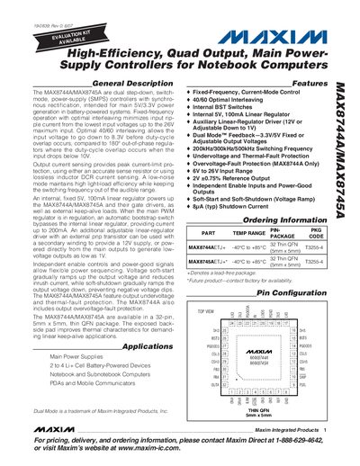 Maxim MAX8744A/MAX8745A Datasheet - cover page