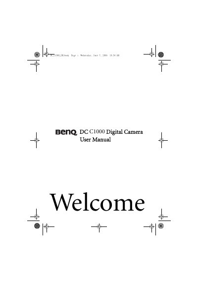 BenQ DC C1000 Digital Camera User Manual - cover page