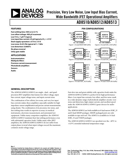 Analog Devices AD8510/AD8512/AD8513 Handbook - cover page