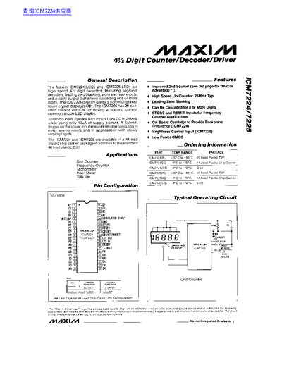 Maxim ICM7224/ICM7225 Datasheet - cover page