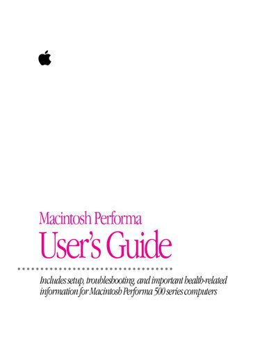 Apple Macintosh Performa 500 Series User's Guide - cover page