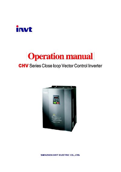 Invt Electric CHV100 Series Close Loop Vector Control Inverter Service Manual - cover page