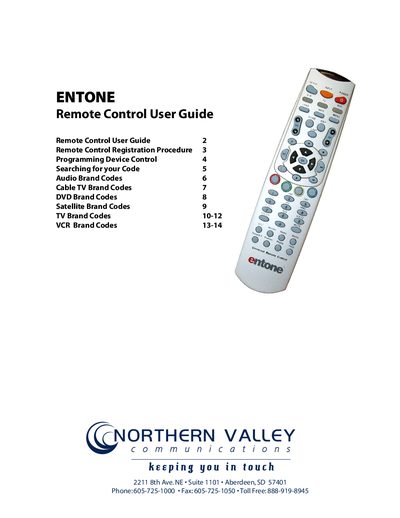 Entone Remote Control User Guide - cover page