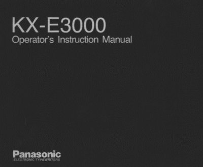 Panasonic KX-E3000 Electronic Typewriter Operator's Instruction Manual - cover page