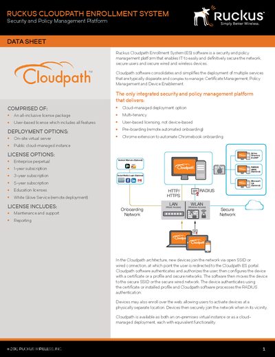 Ruckus Cloudpath Enrollment System (ES) Datasheet - cover page