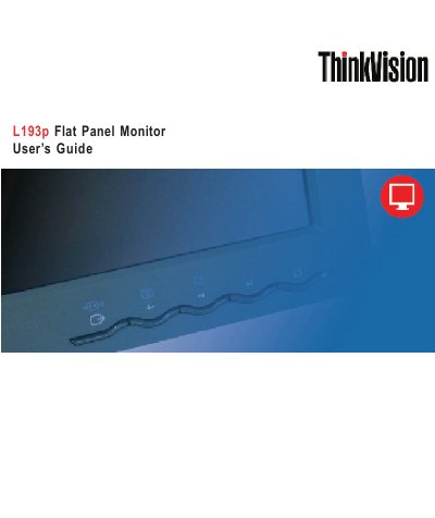 Lenovo ThinkVision L193p Flat Panel Monitor User Manual - cover page