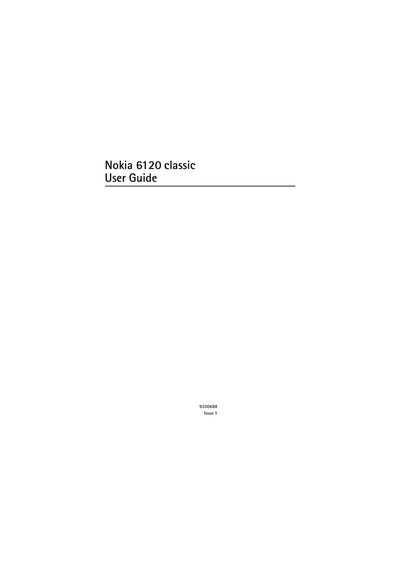 Nokia 6120 Classic User Guide - cover page