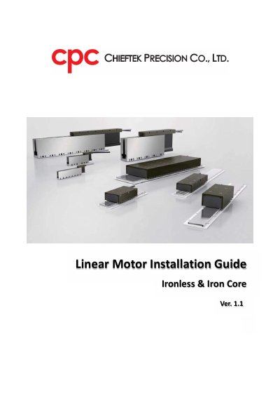 Chieftek Ironless & Iron Core Linear Motor Installation Guide - cover page