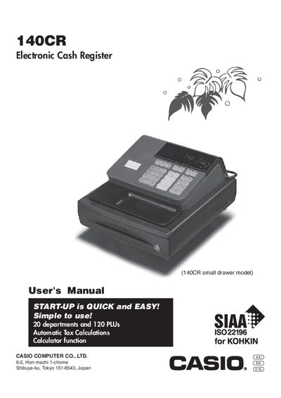 Casio 140CR Electronic Cash Register User Manual - cover page