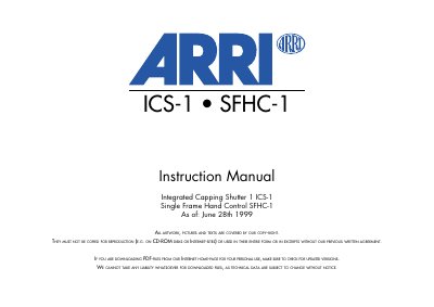 ARRI ICS-1 / SFHC-1 Integrated Capping Shutter Instruction Manual - cover page