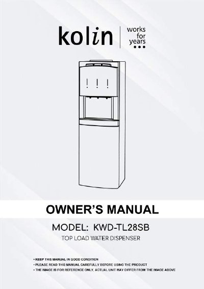 Kolin TL28BS Water Dispenser User Manual - cover page
