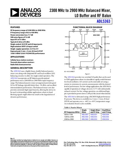 Analog Devices ADL5363 Datasheet - cover page