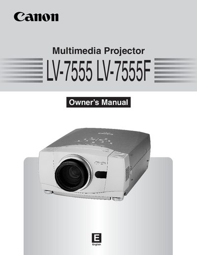 Canon Multimedia Projector LV-7555 LV-7555F User Manual - cover page