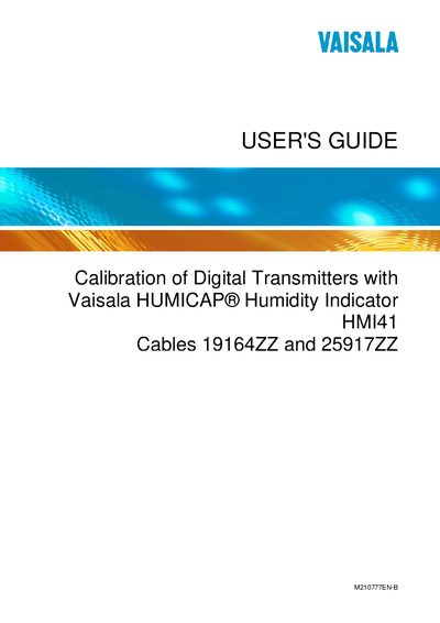 Vaisala HMI41 User Guide - cover page