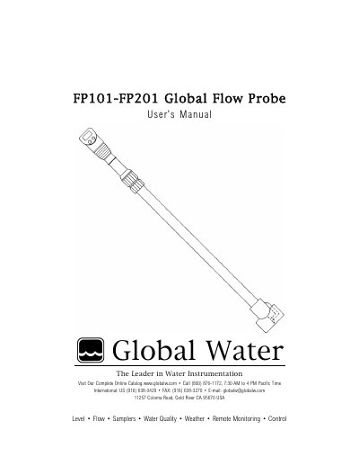Global Water FP101/FP201 Flow Probe User Manual - cover page