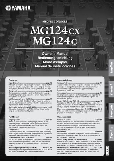 Yamaha MG124CX/MG124C Mixing Console Owner's Manual