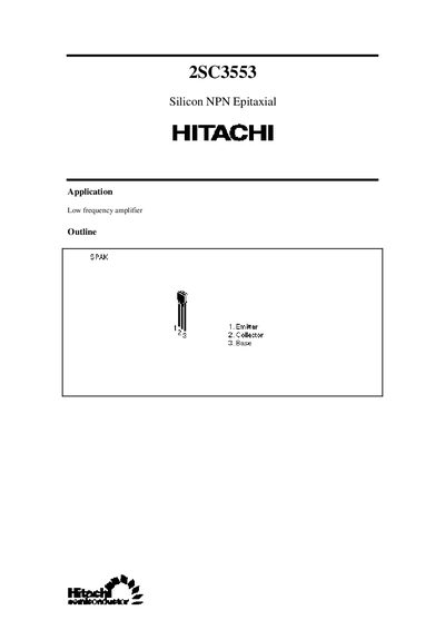 Hitachi 2SC3553 Silicon NPN Epitaxial Transistor Datasheet - cover page