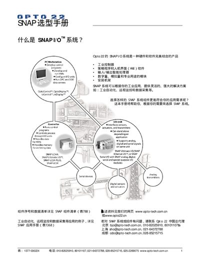 Opto 22 SNAP Selection Manual - cover page