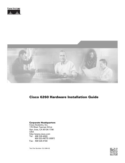 Cisco 6260 Hardware Installation Guide - cover page