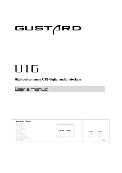 Gustard U16 High-performance USB Digital Audio Interface User Manual