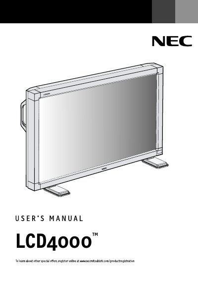 NEC LCD4000 User's Manual - cover page