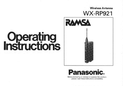 Panasonic WX-RP921 Wireless Antenna Operating Instructions - cover page