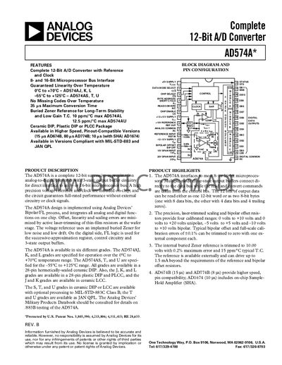 Analog Devices AD574A Datasheet - cover page