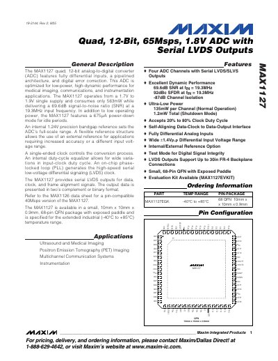 Maxim MAX1127 Quad 12-Bit ADC Datasheet - cover page