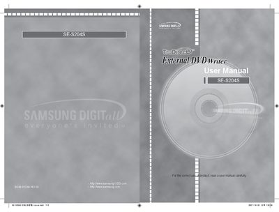 Samsung SE-S204S External DVD Writer User Manual - cover page