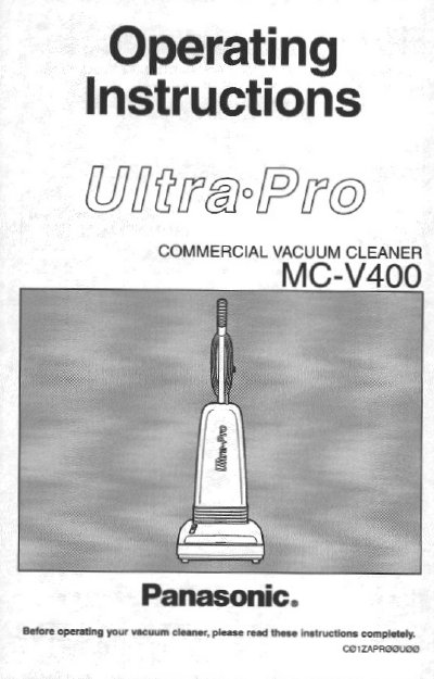 Panasonic MC-V400 Commercial Vacuum Cleaner Operating Instructions - cover page